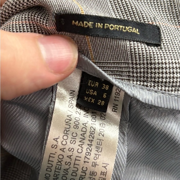 massimo dutti slim chino modal cotton grey check trousers pants size 6 (30) - Picture 3 of 16